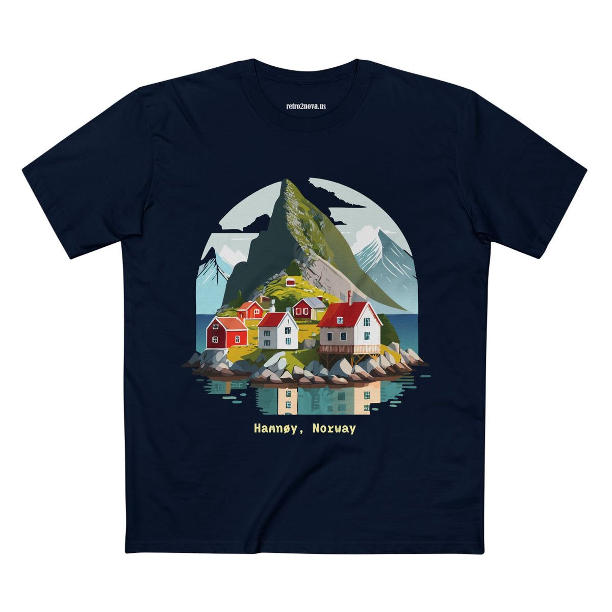 Hamnøy Norway Village Illustration Tee | Scandinavian Coastal Landscape