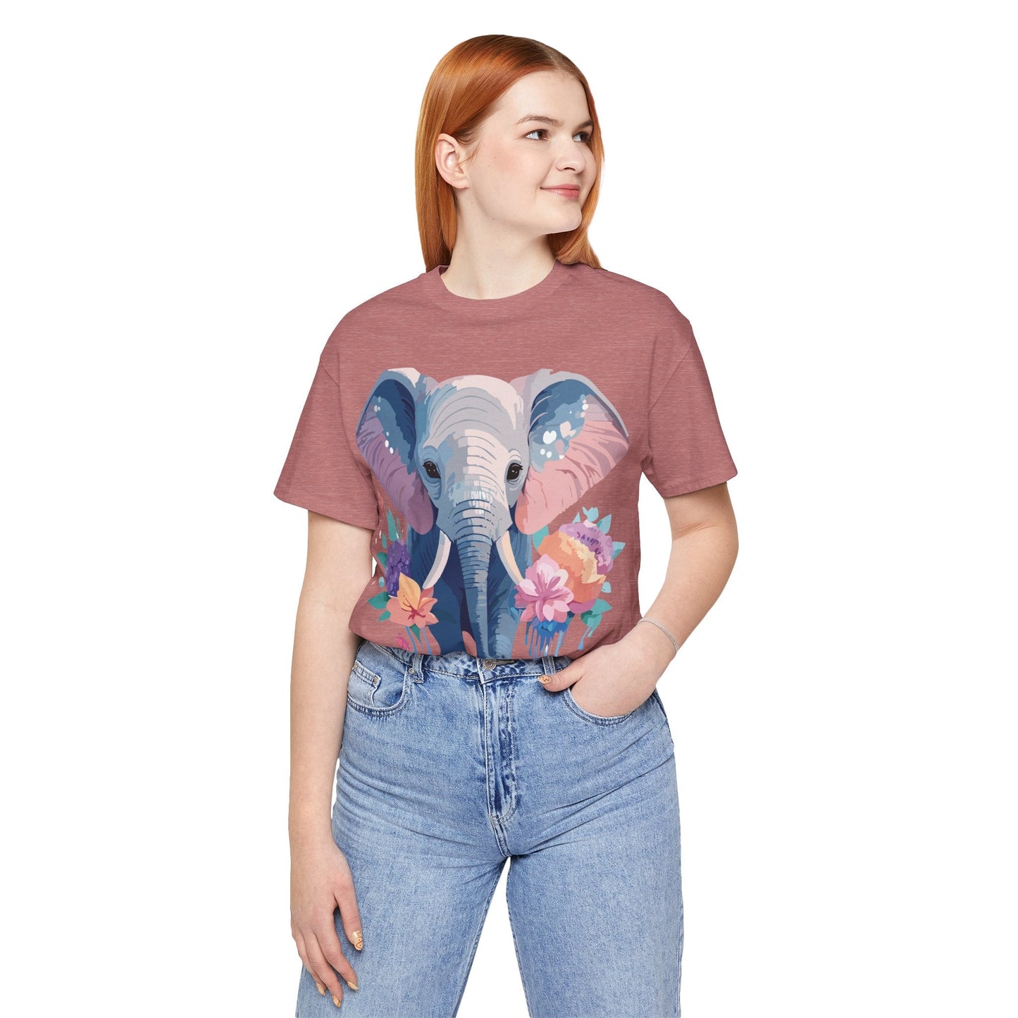 Elephant Graphic T Shirt Unisex Vintage Art Design Tee by Adelpha Short Sleeve Premium