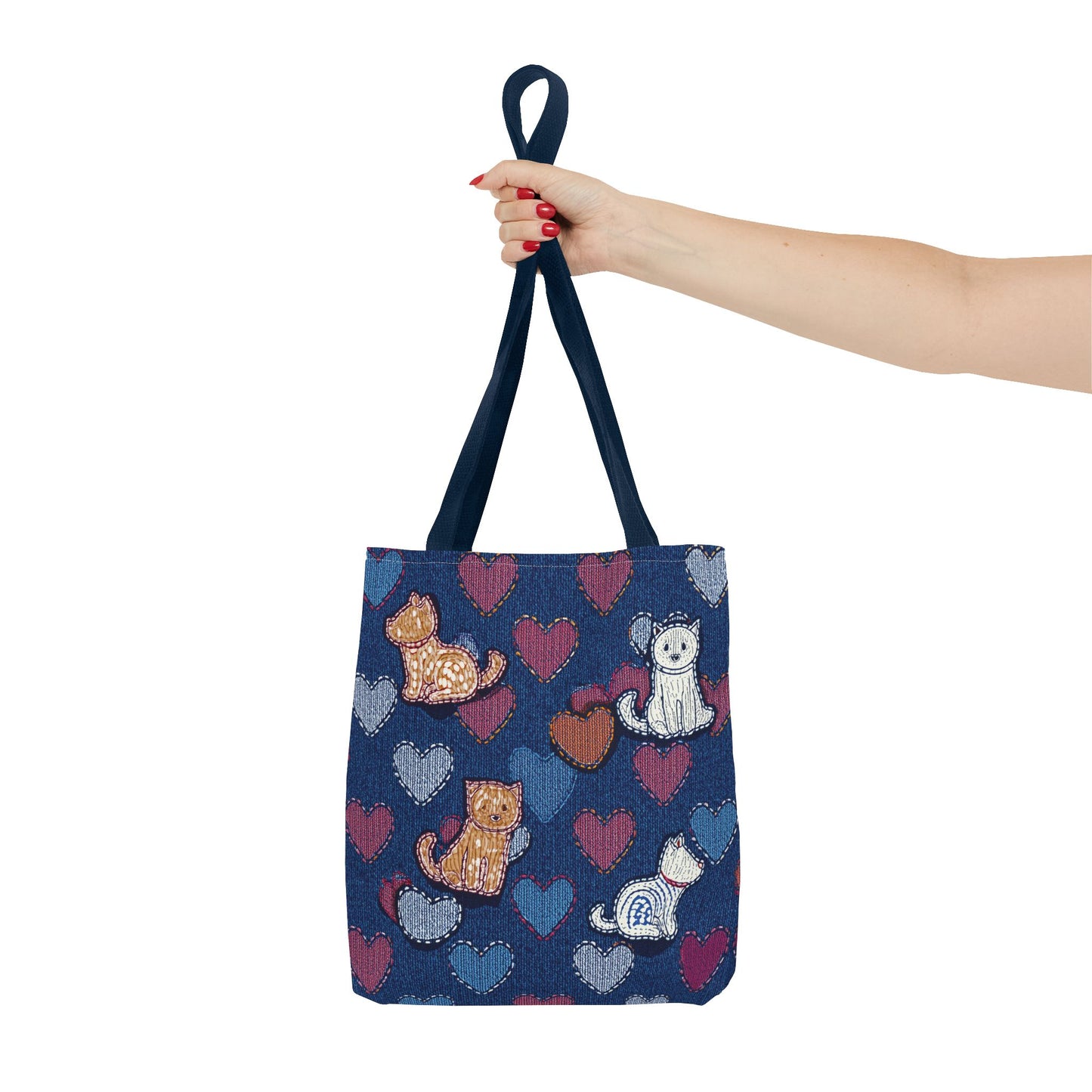 Love Day Graphic Design Denim Fabric Imitation Print Unisex Canvas Bag POLY 3 Sizes Tote Bag 201-3
