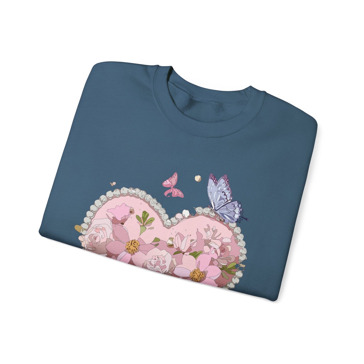 Floral Heart Sweatshirt for Unisex Valentines Day Crewneck Heart Floral Print Gift