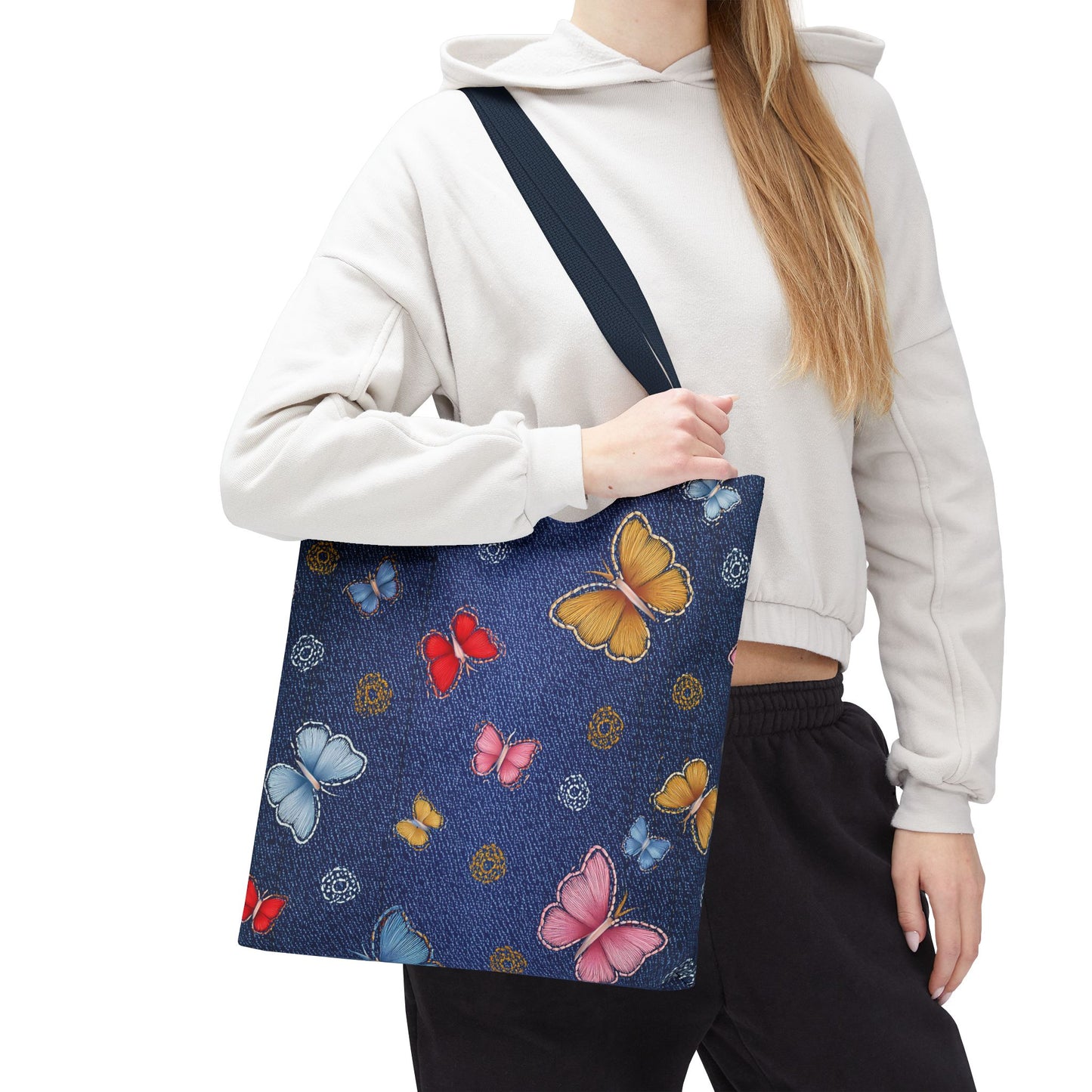 Denim Fabric Imitation Print Unisex Canvas Bag Poly Spun 3 Sizes Tote Bag 169