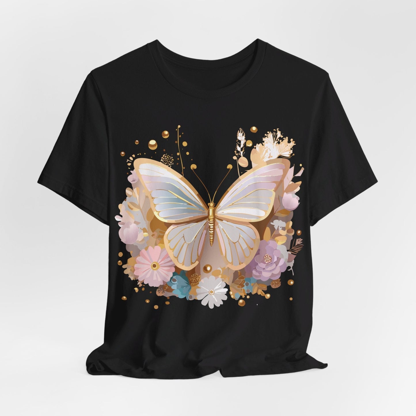 Butterfly Graphic Unisex 100 Cotton Lightweight Vintage Floral Design Jersey Tee 8