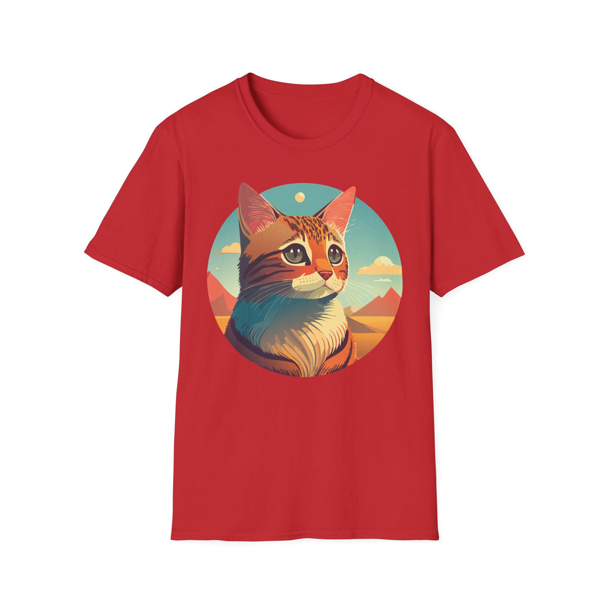 Retro Sunset Cat T-Shirt | Scenic Cat Portrait Tee