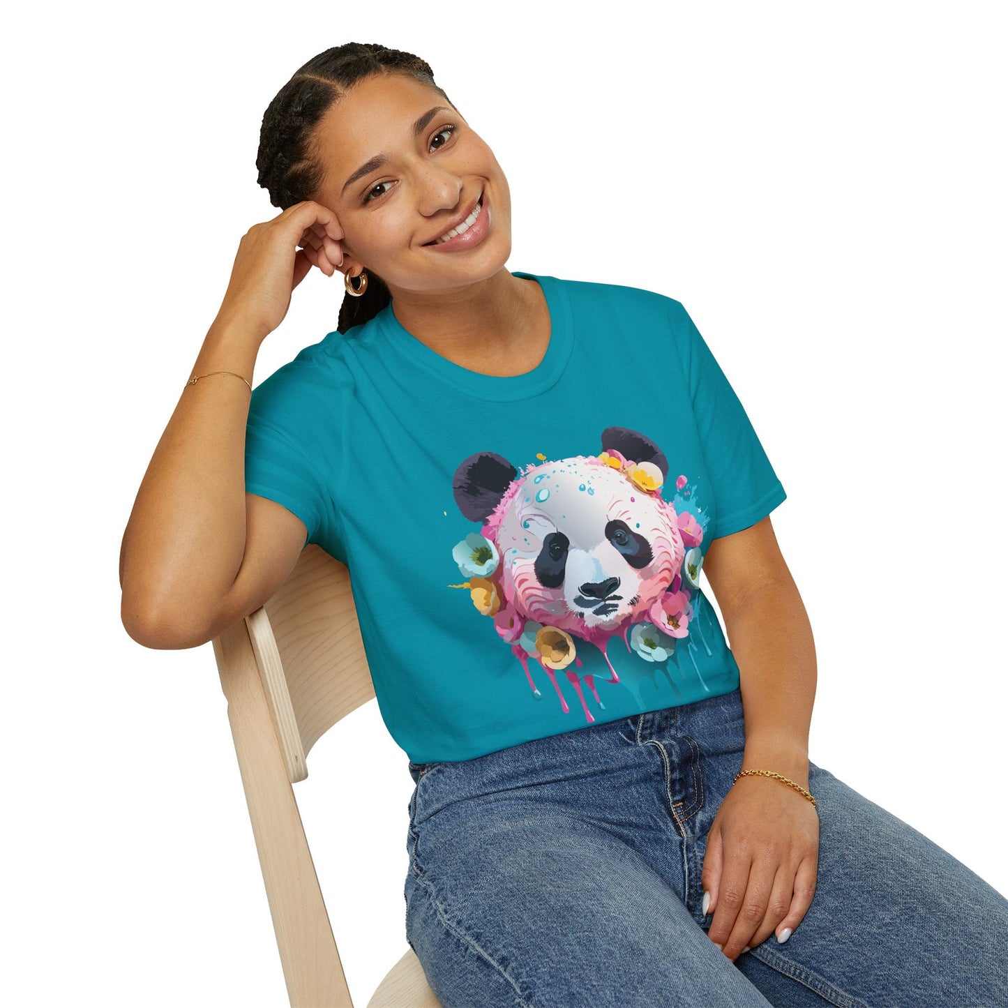 Panda Shirt Unisex T Shirt Graphic Tee Animal Print Gildan Softstyle 64000 100 Percent Cotton