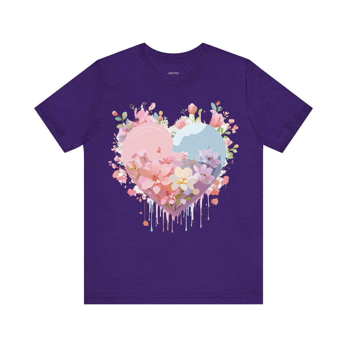 Valentine's Day Graphic Unisex Cotton Bella+Canvas Tee with Floral Art Design d119