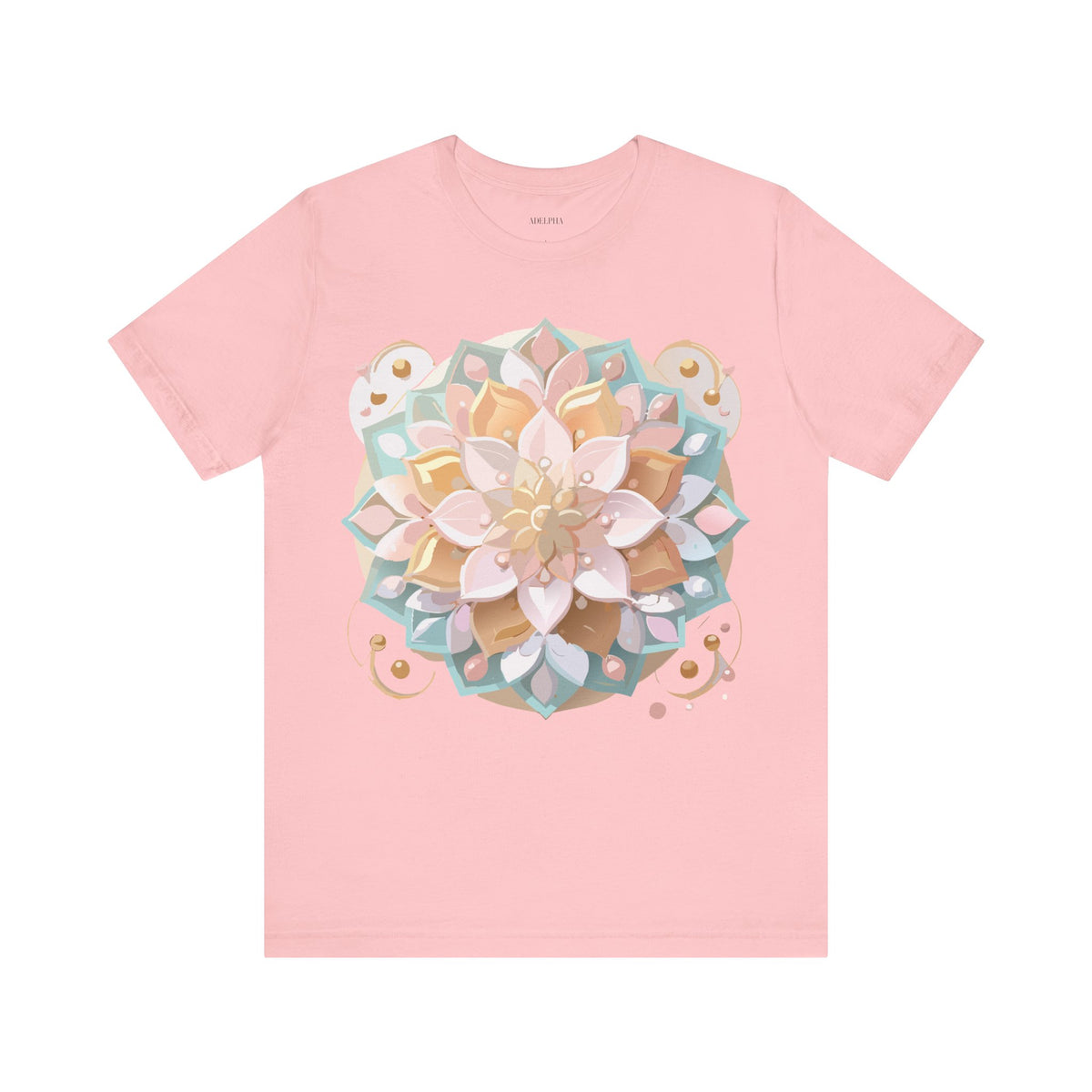 Mandala Graphic Unisex Cotton Bella+Canvas Tee with Floral Art Design d19