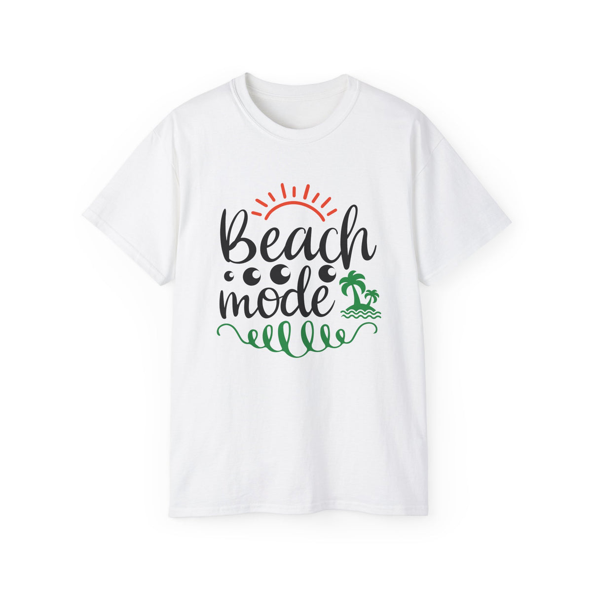 Beach Mode Tee | Palm Tree Sun Wave Graphic