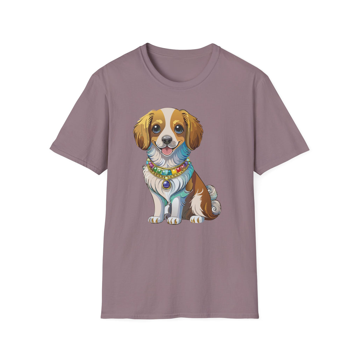 Smiling Brown White Dog Portrait T-Shirt | Cute Puppy Illustration