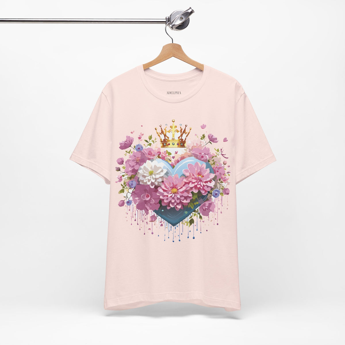 Valentine's Day Graphic Unisex Cotton Bella+Canvas Tee with Floral Art Design d128