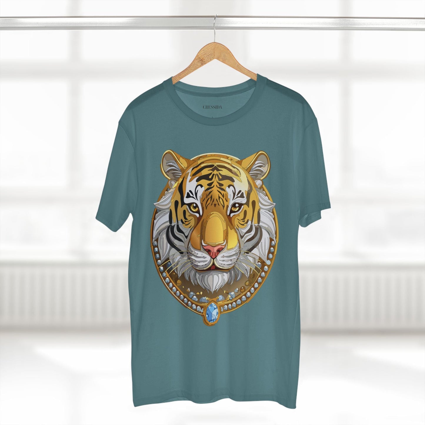 Tiger Graphic Unisex 100 Cotton Tee With Unique Animal Golden Medallion Art Design 4