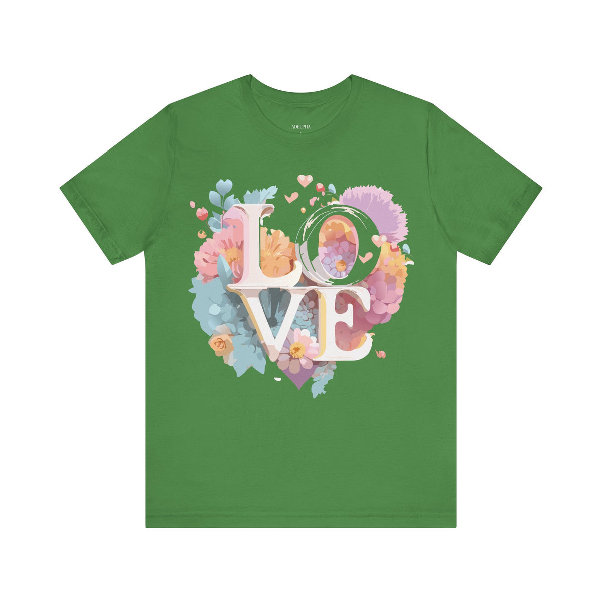 Valentine's Day Graphic Unisex Cotton Bella+Canvas Tee with Floral Art Design d123