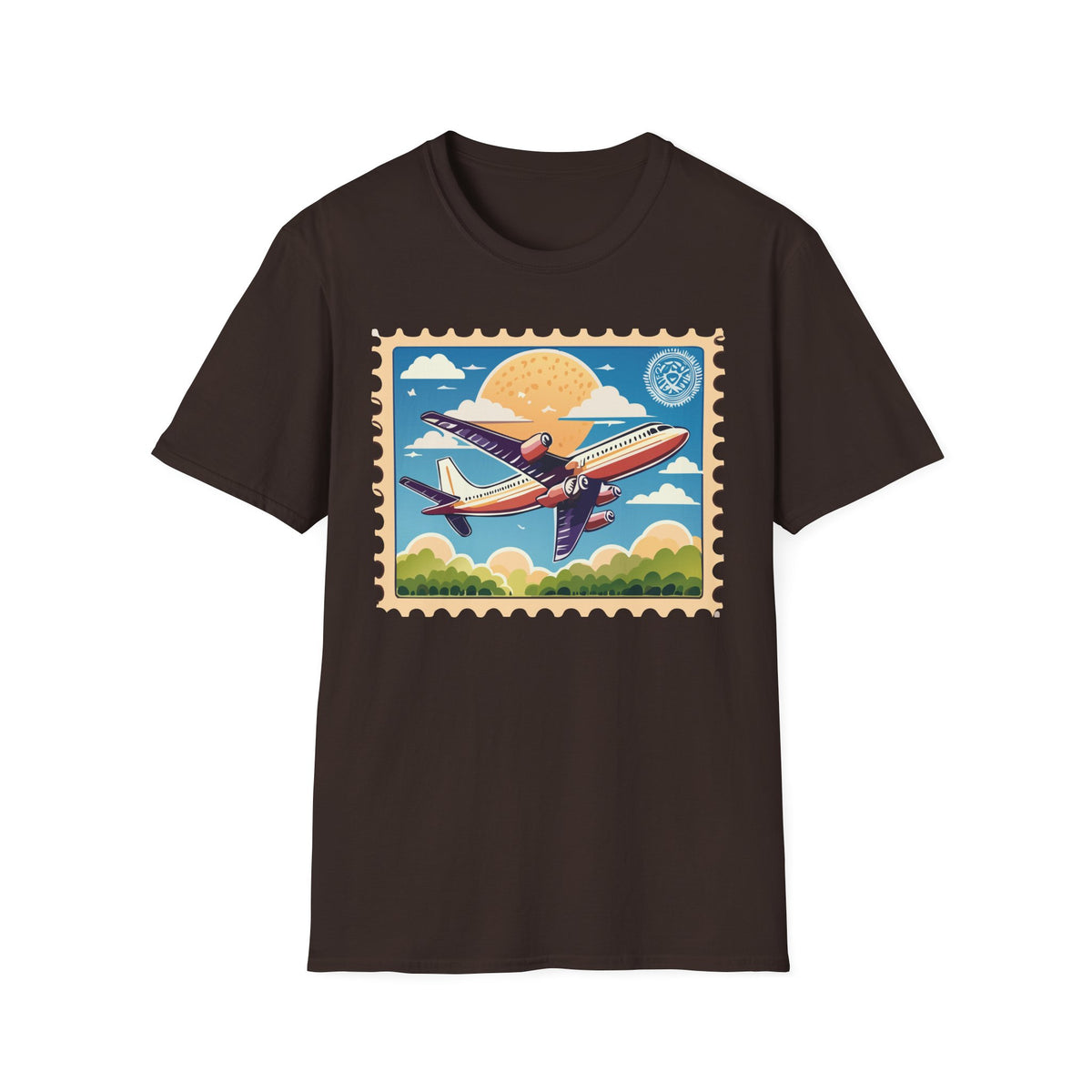 Vintage Airplane Stamp design T-Shirt | Retro Travel Aviation Tee