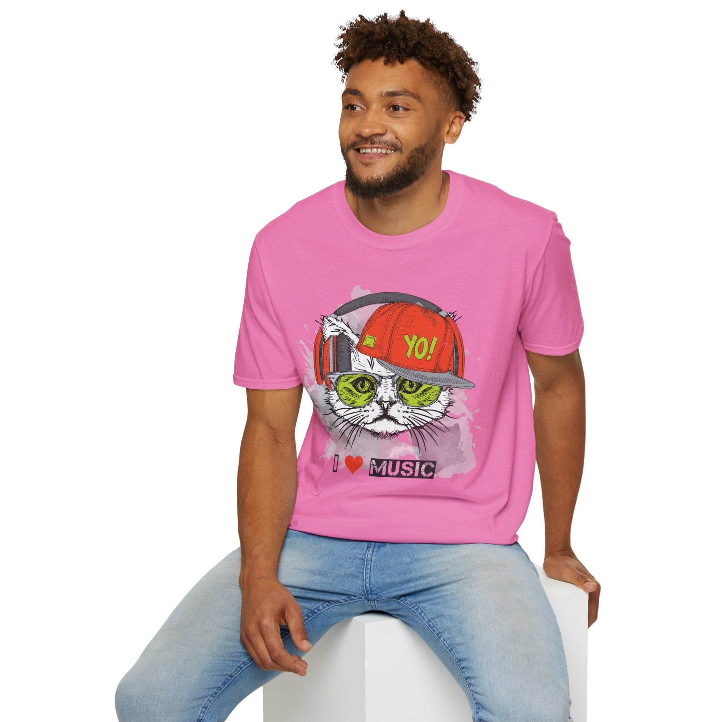 I Love Music Animals Shirt With Headphones Unisex Softstyle Tee Gildan 64000 Cotton Comfort