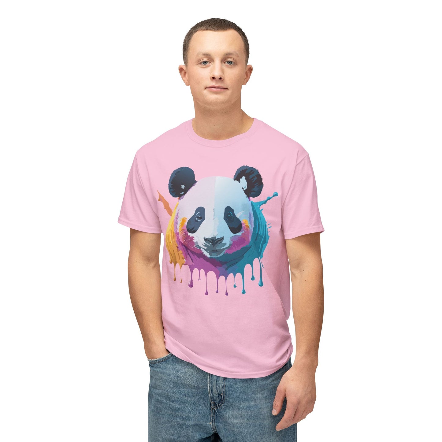 Unisex Panda Art Tee With Floral Print Premium Vintage Style HD Cotton Shirt Comfortable