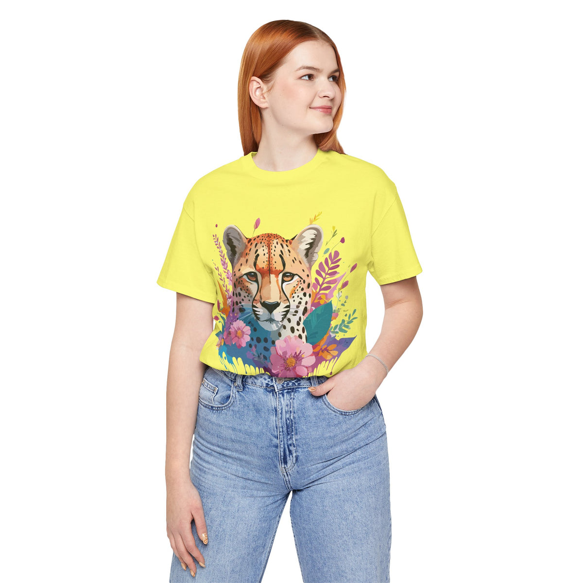 Cheetah Graphic Unisex Cotton Bella+Canvas Tee with Art Animal Design e10