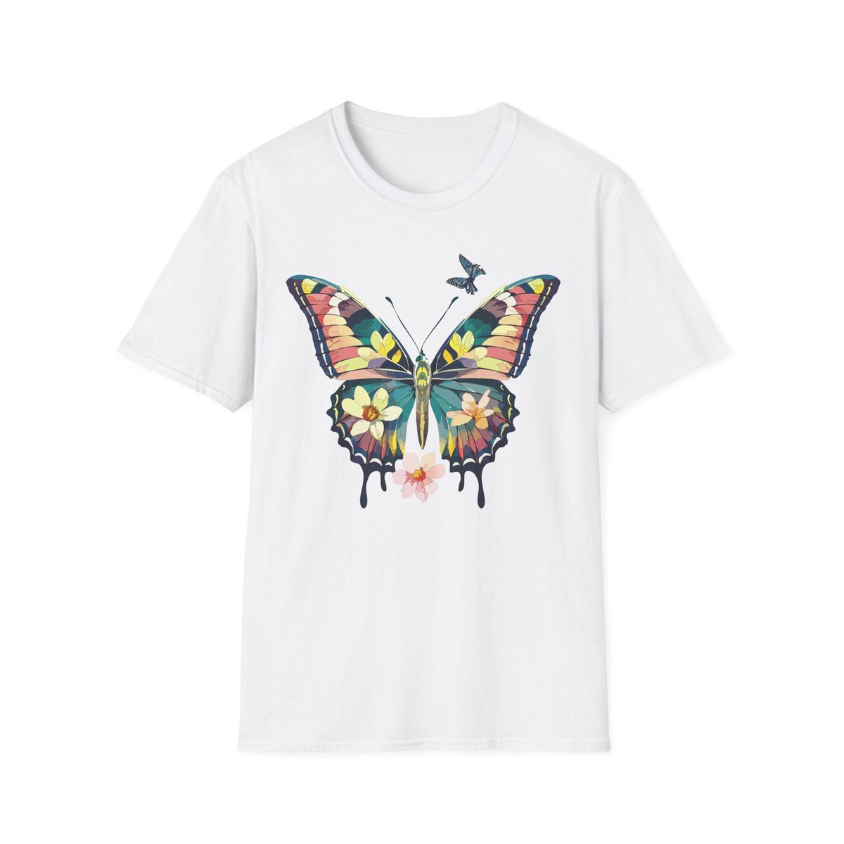 Butterfly Watercolor T-Shirt — Floral Drip Wings Graphic Tee Unisex 100 Cotton Gildan T-Shirt