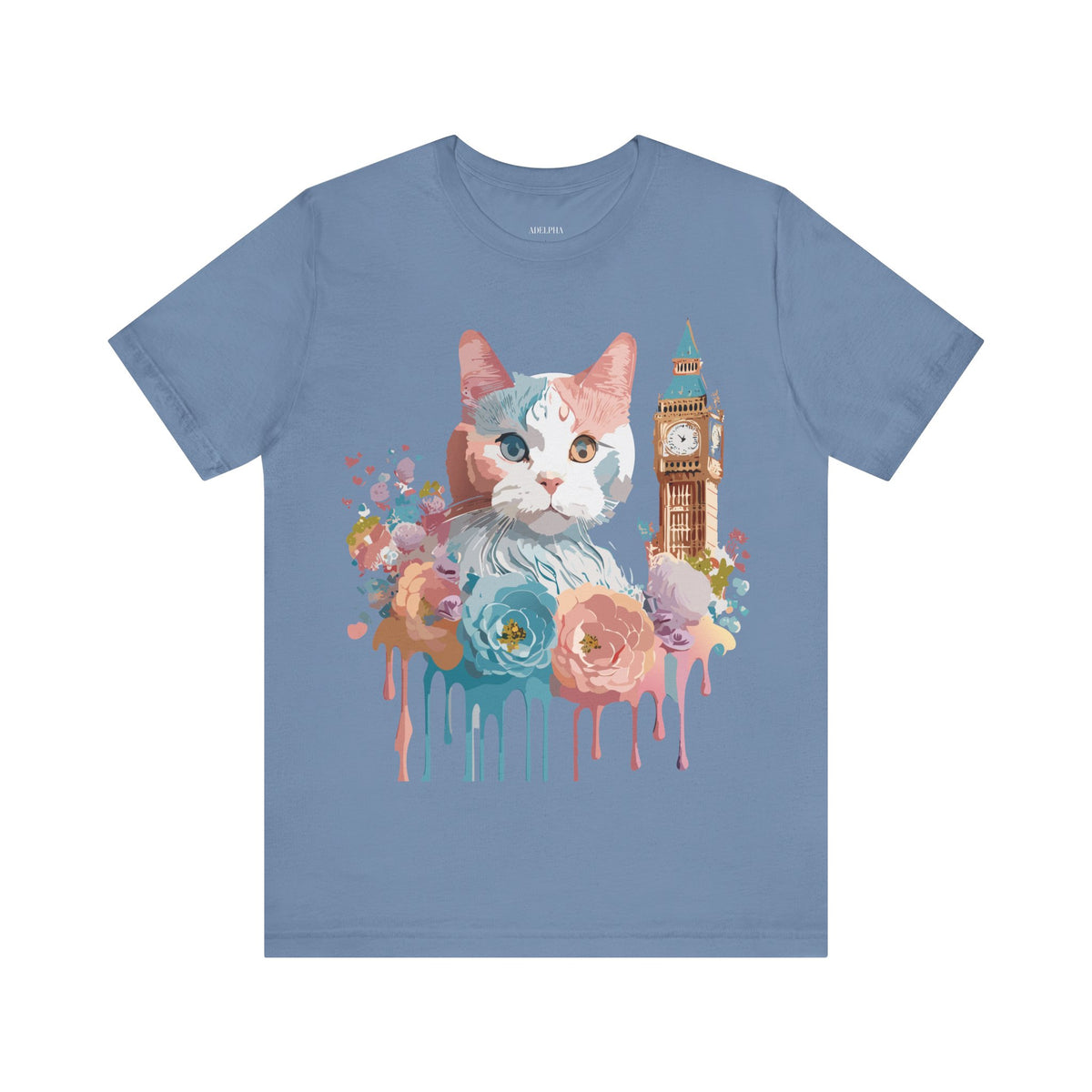 Cat Graphic Unisex Cotton Bella+Canvas Tee with Art Animal Design e100