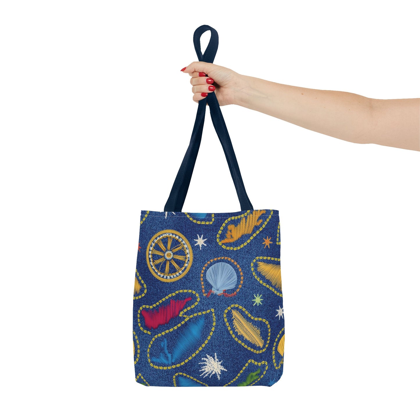 Denim Fabric Imitation Print Unisex Canvas Bag Poly Spun 3 Sizes Tote Bag 182