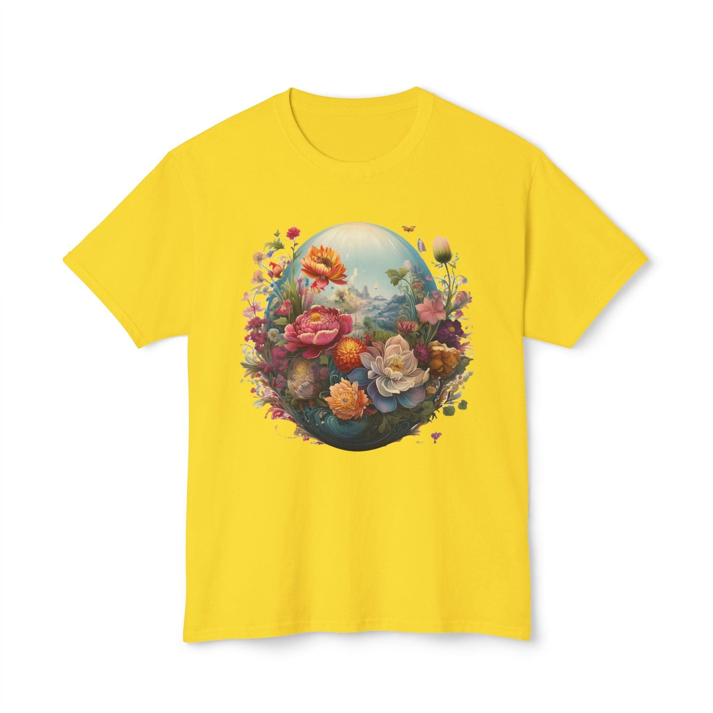 Unisex Floral T Shirt With Vintage Flower Art Print Cotton Tee For Men Women Everyday Wear