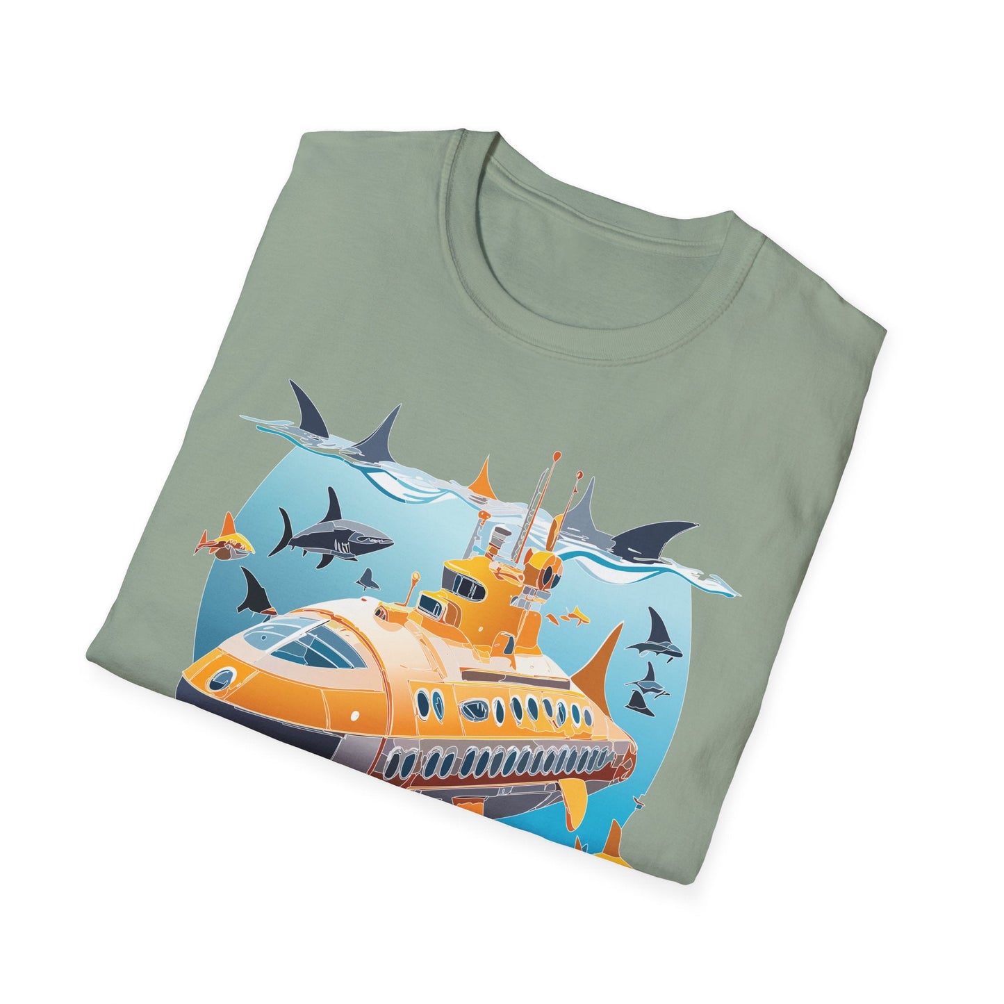 Ocean Themed Unisex Gildan Softstyle 64000 Short Sleeve T Shirt With Ocean Art Design