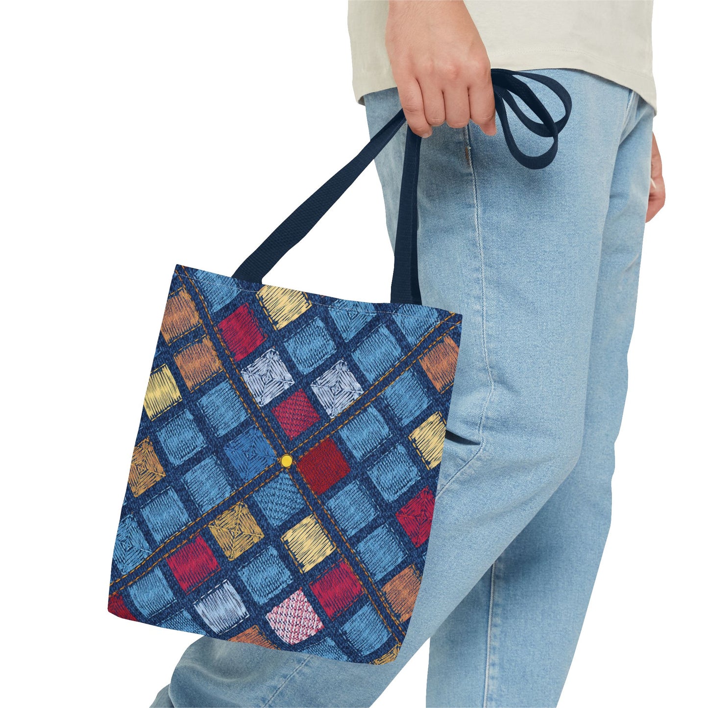 Denim Fabric Imitation Print Unisex Canvas Bag Poly Spun 3 Sizes Tote Bag 189-8
