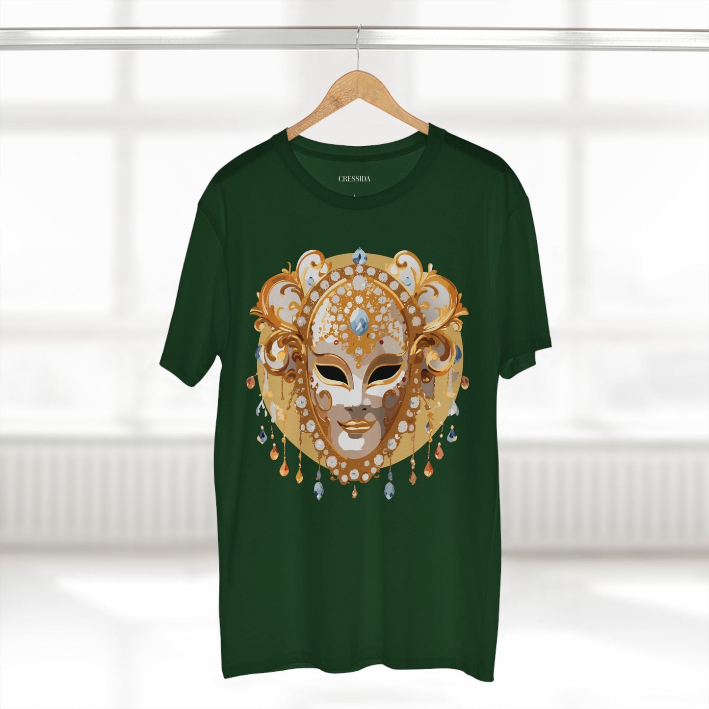 Carnival Mask Graphic T-Shirt Unisex 100 Cotton With Antique Gold Art Design Tee 14