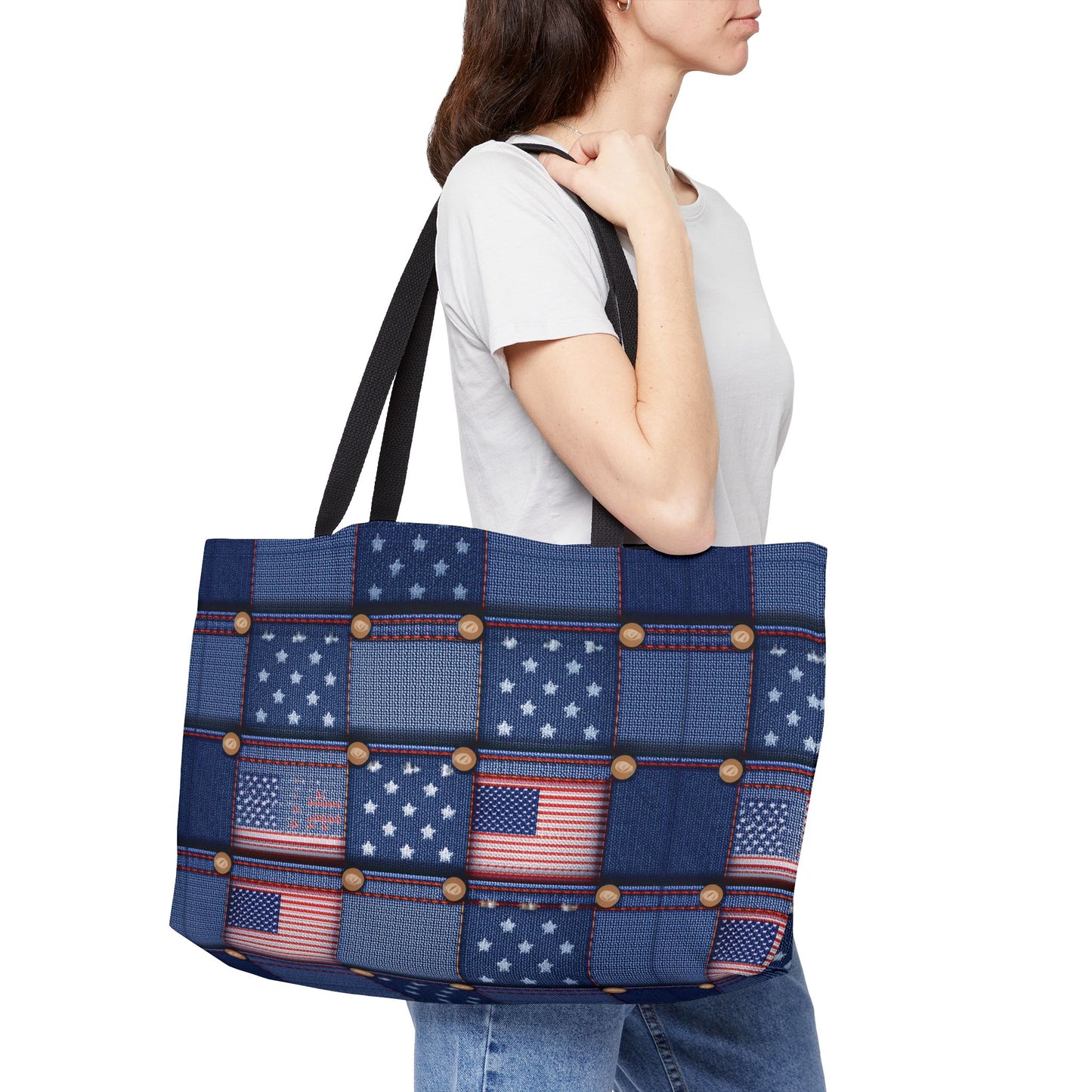 4th of July Denim Print Yoga Bag High-Quality 100% Spun Poly 24x13 Canvas Bag 71