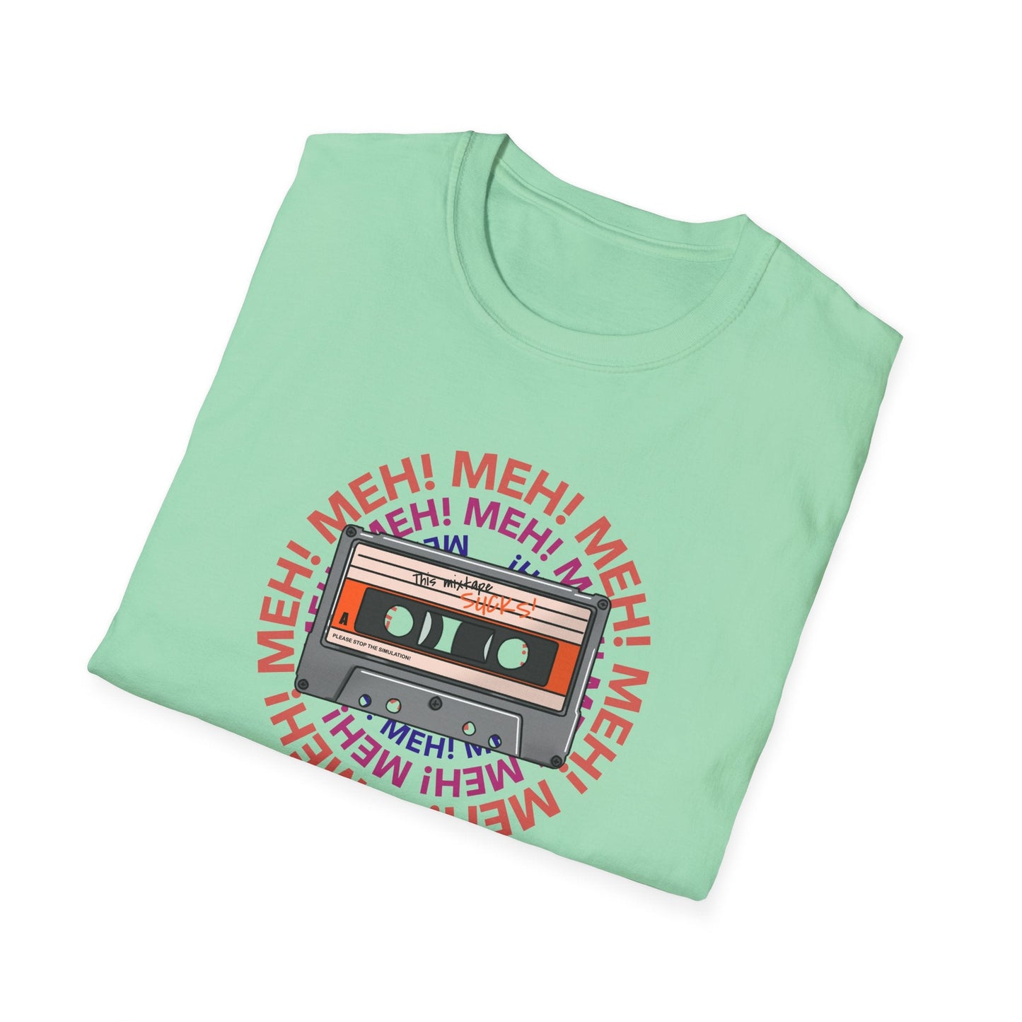Cassette Tape Meh Graphic T-Shirt Unisex Cotton Retro Funny Music Tee