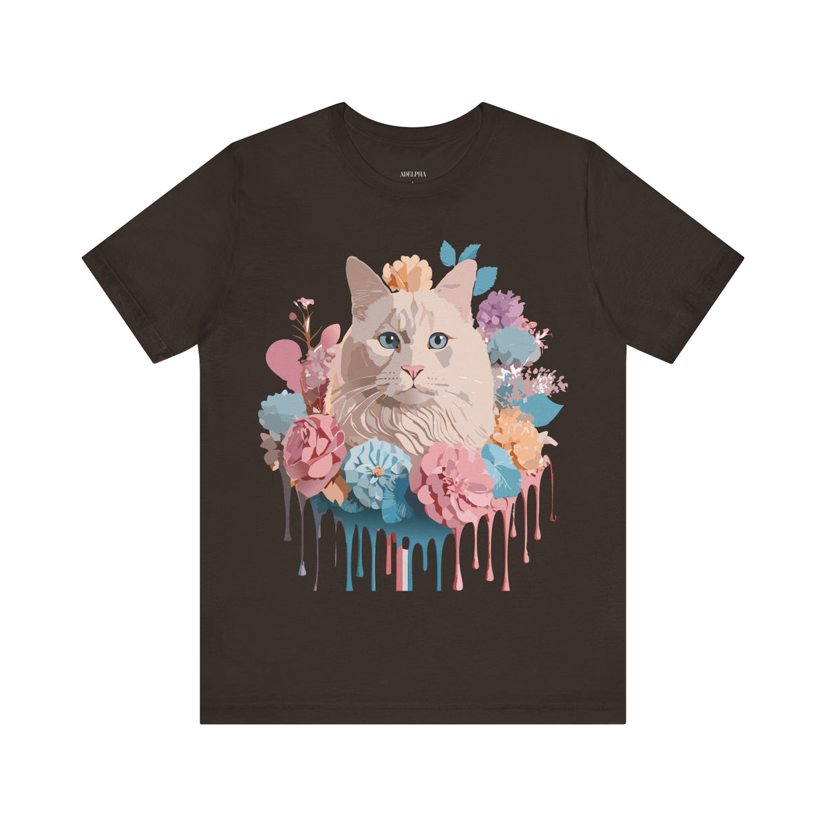 Cat Graphic Unisex Cotton Bella+Canvas Tee with Art Animal Design d02