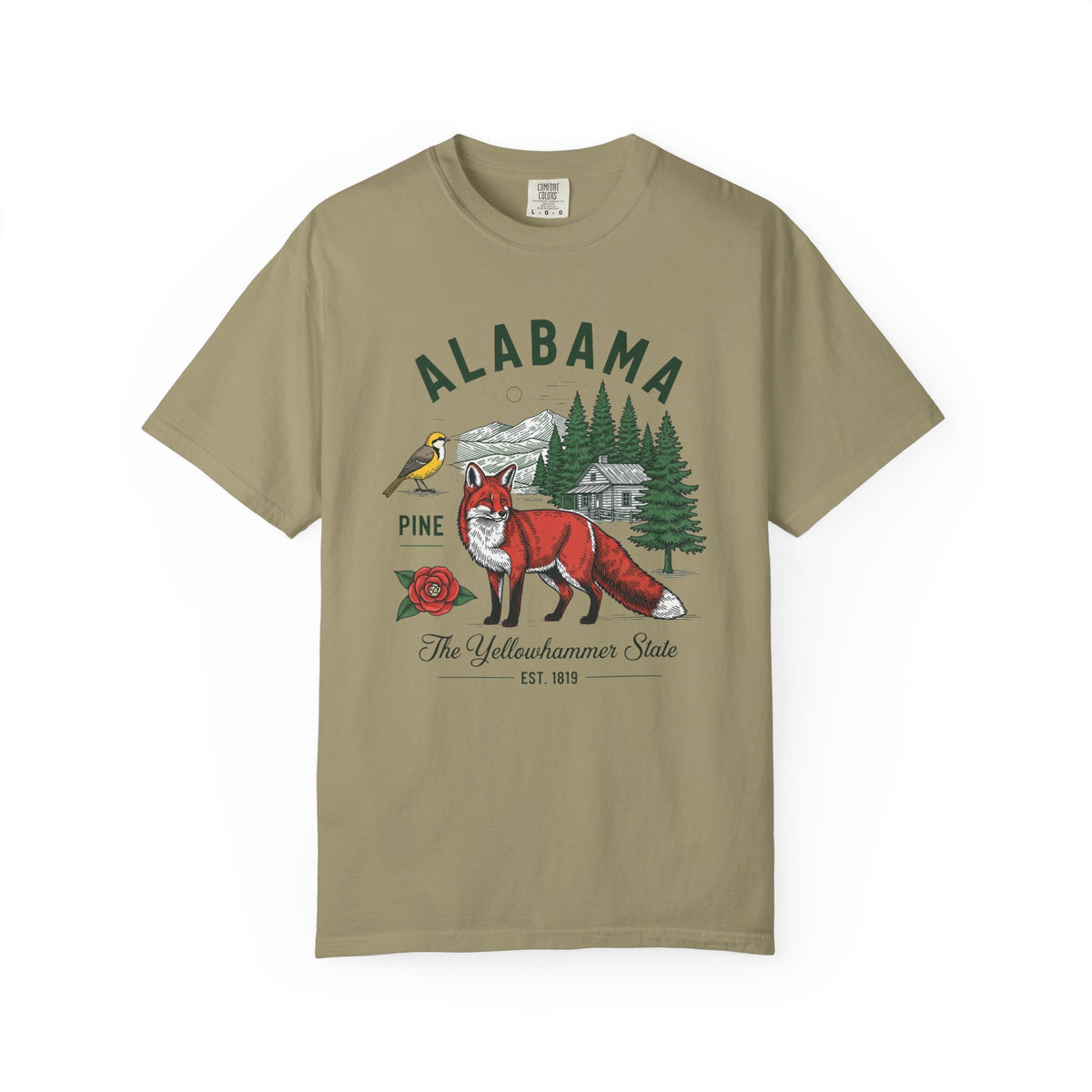 Alabama Graphic Unisex Heavyweight Garment-Dyed 100 US Cotton Tee Relaxed Fit - 3