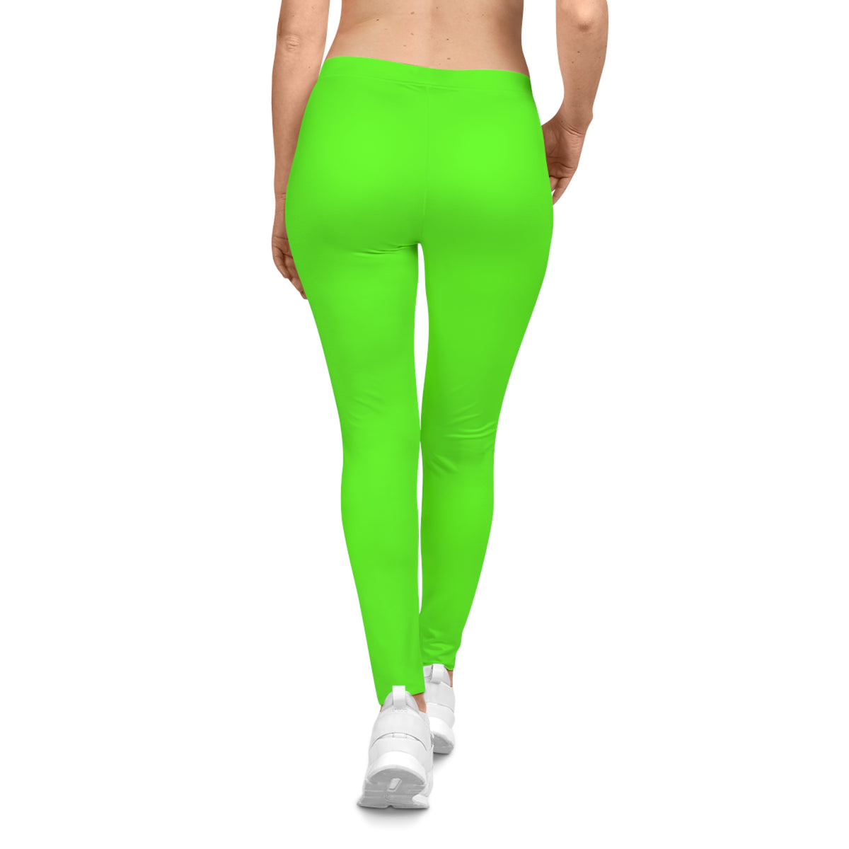 Neon Grass Green Color Women's Poly-Span Casual Leggings XS-2XL