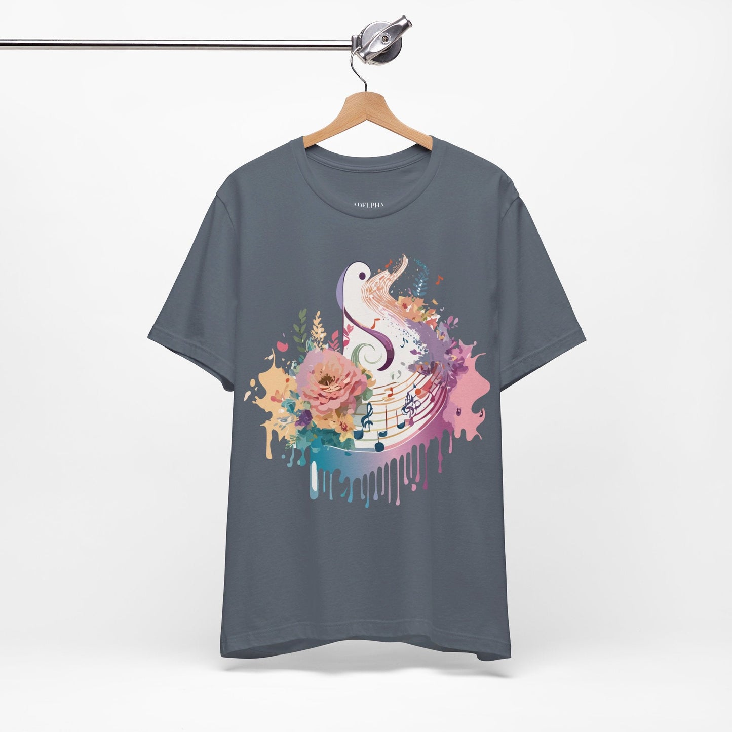 Adelpha Graphic Tee Unisex Short Sleeve Vintage Inspired Artwork Music Theme T Shirt