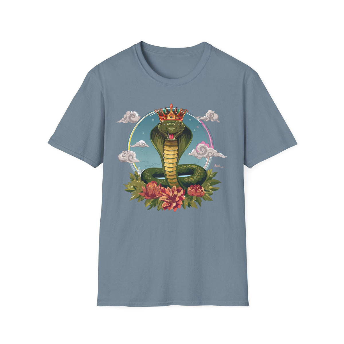 Crowned King Cobra T-Shirt | Snake Illustration, Regal Reptile Art