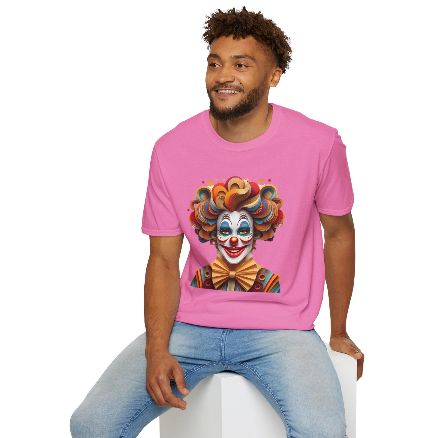 Unisex Clown Shirt Funny Man Circus Tee Short Sleeve Gildan Softstyle 64000 Cotton