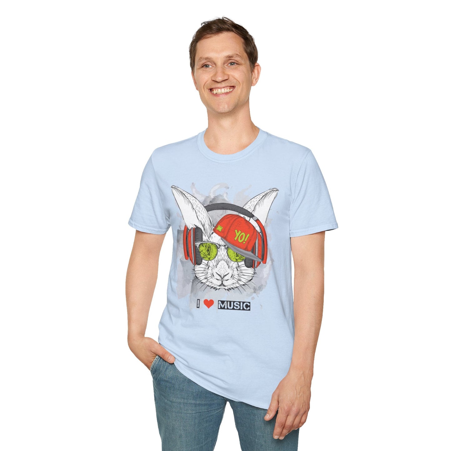 Unisex Music Animals Shirt With Headphones Softstyle Short Sleeve Tee Gildan 64000