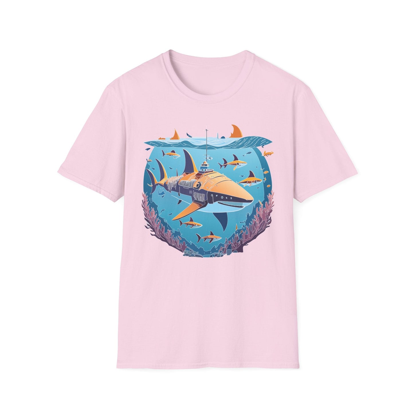 Ocean Tee Shirt Unisex Softstyle Cotton Tee 4.5 Oz Lightweight U Boat Theme Design