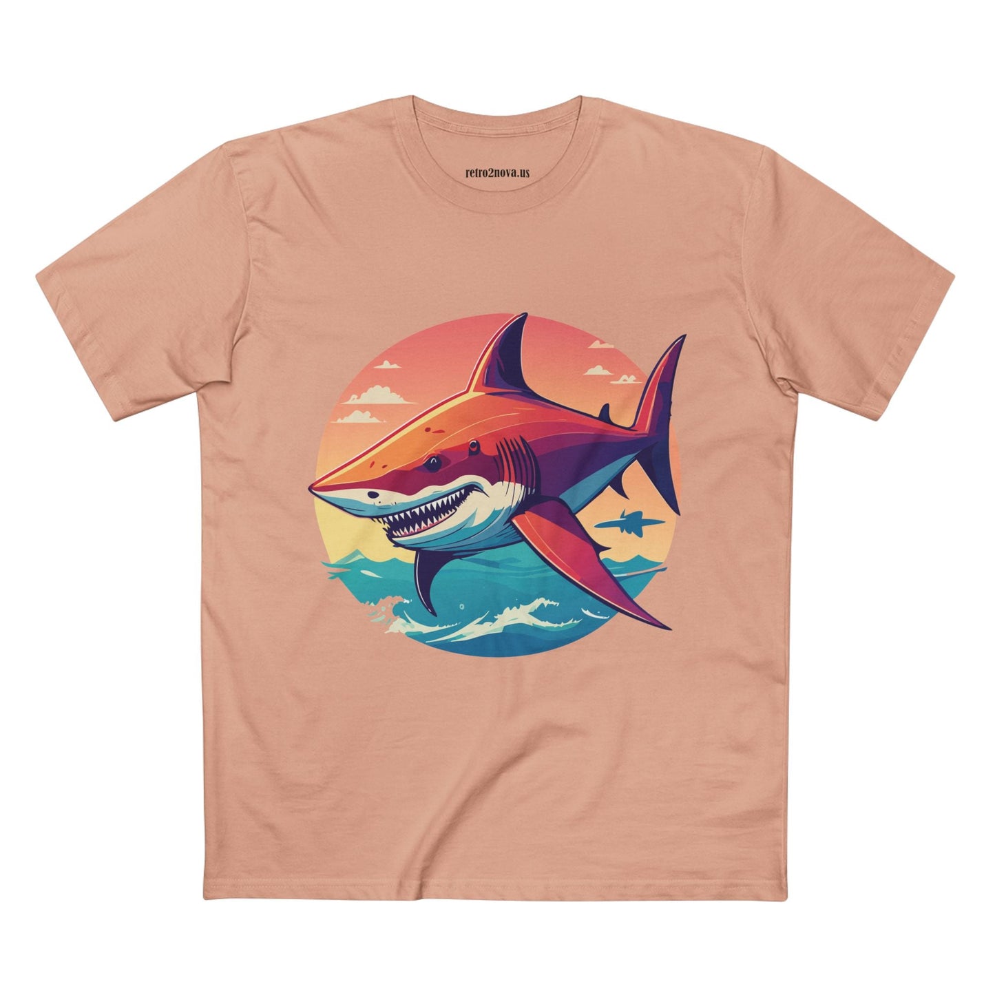Unisex Premium Cotton Staple Tee With Original Art Shark Shirt From Retro2Nova Art Collection Soft Breathable Comfort