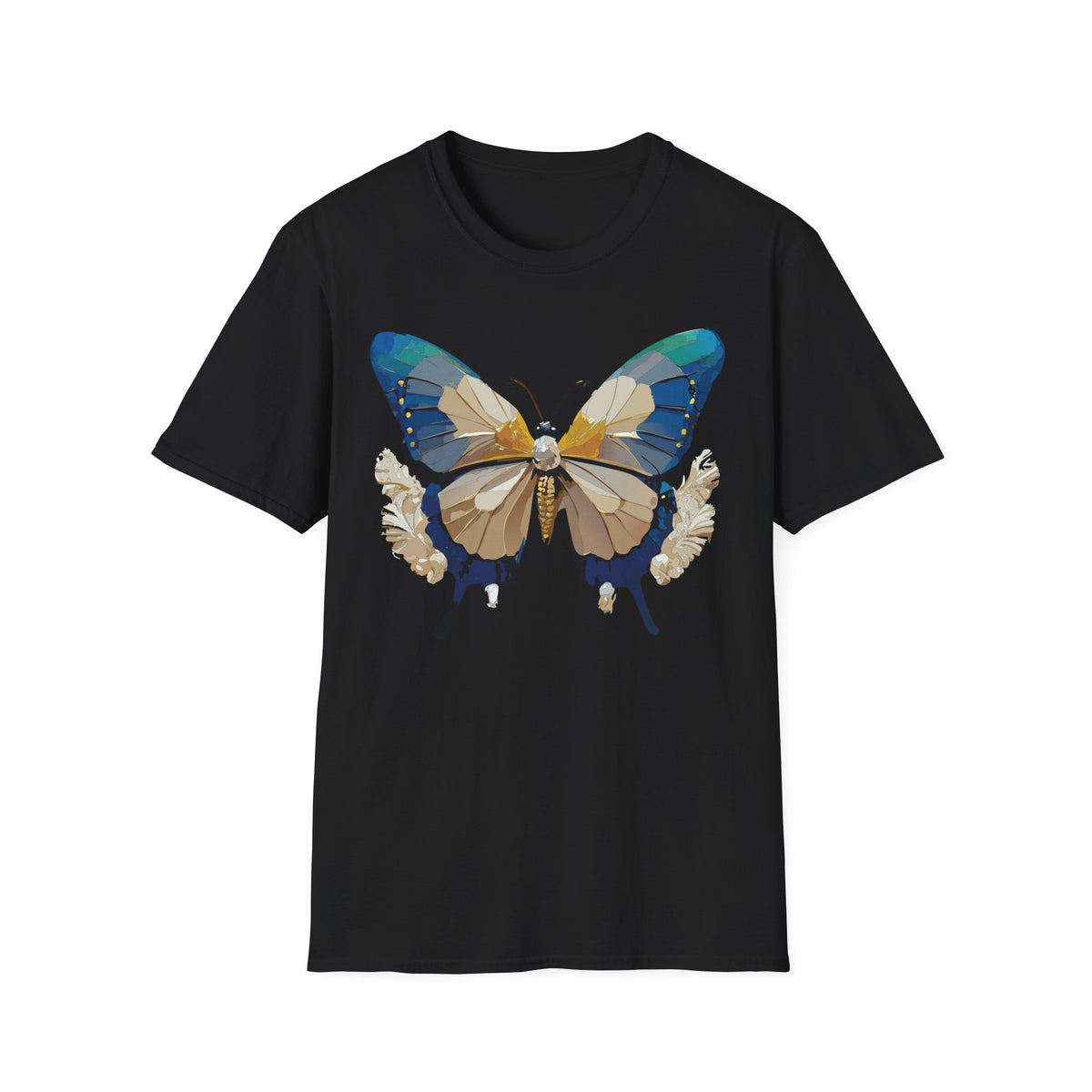Butterfly Graphic T-Shirt — Earth Tone Floral Wing Design Graphic Tee Unisex 100 Cotton Gildan T-Shirt