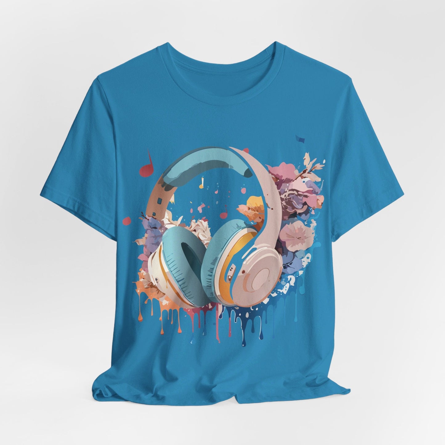 Music Graphic Unisex 100 Cotton Vintage Art with Musical Elements Tee 1