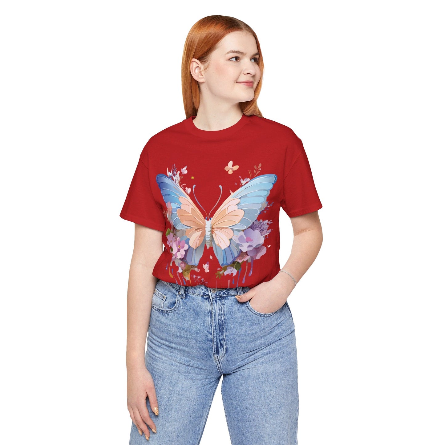 Butterfly Graphic Unisex 100 Cotton Lightweight Vintage Floral Design Jersey Tee 2