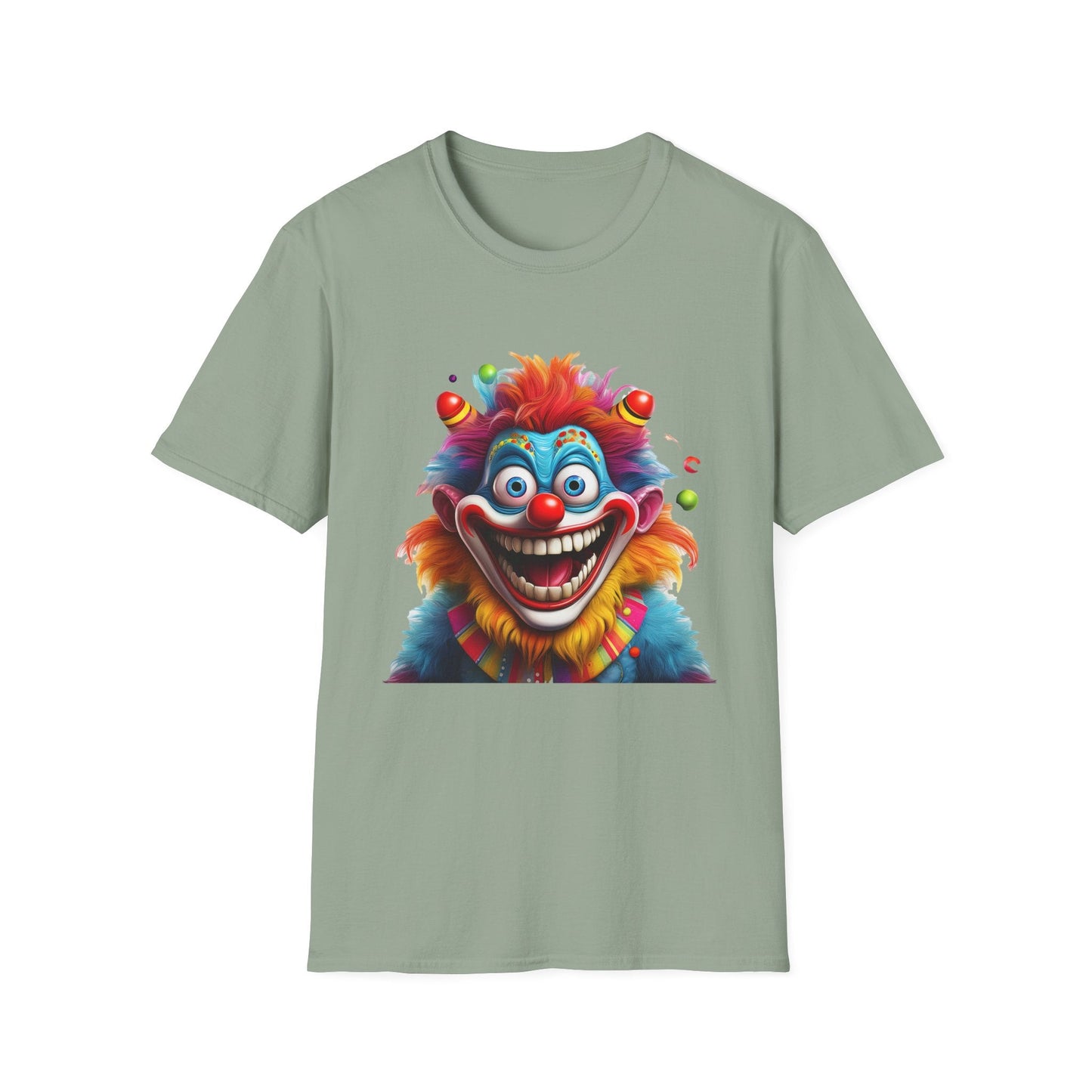 Clown Themed Unisex T Shirt Funny Man Circus Scary Man Tee Gildan Softstyle 64000 Cotton
