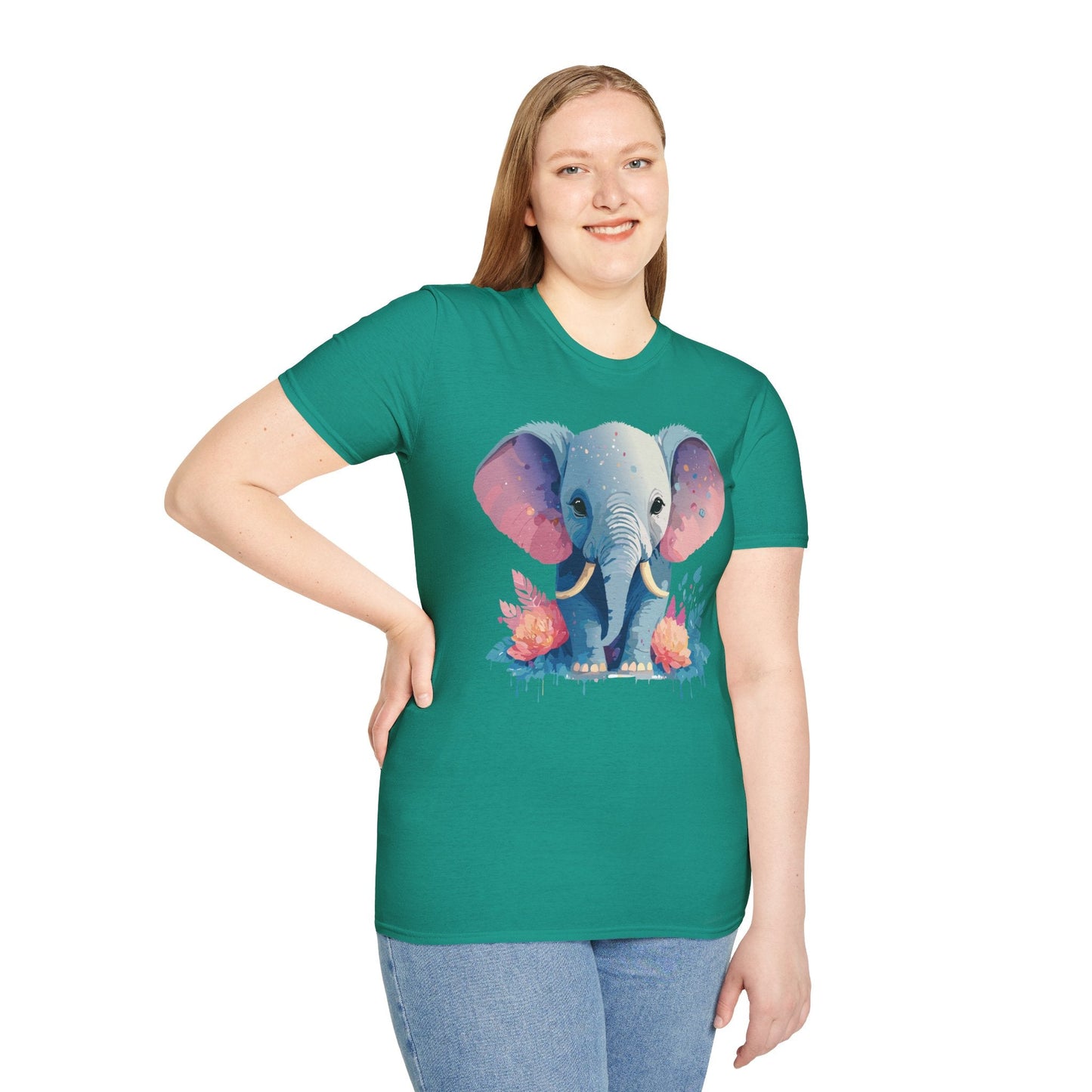 Elephant T Shirt For Adults Unisex Gildan Softstyle 64000 100 Percent Ring Spun Cotton Tee