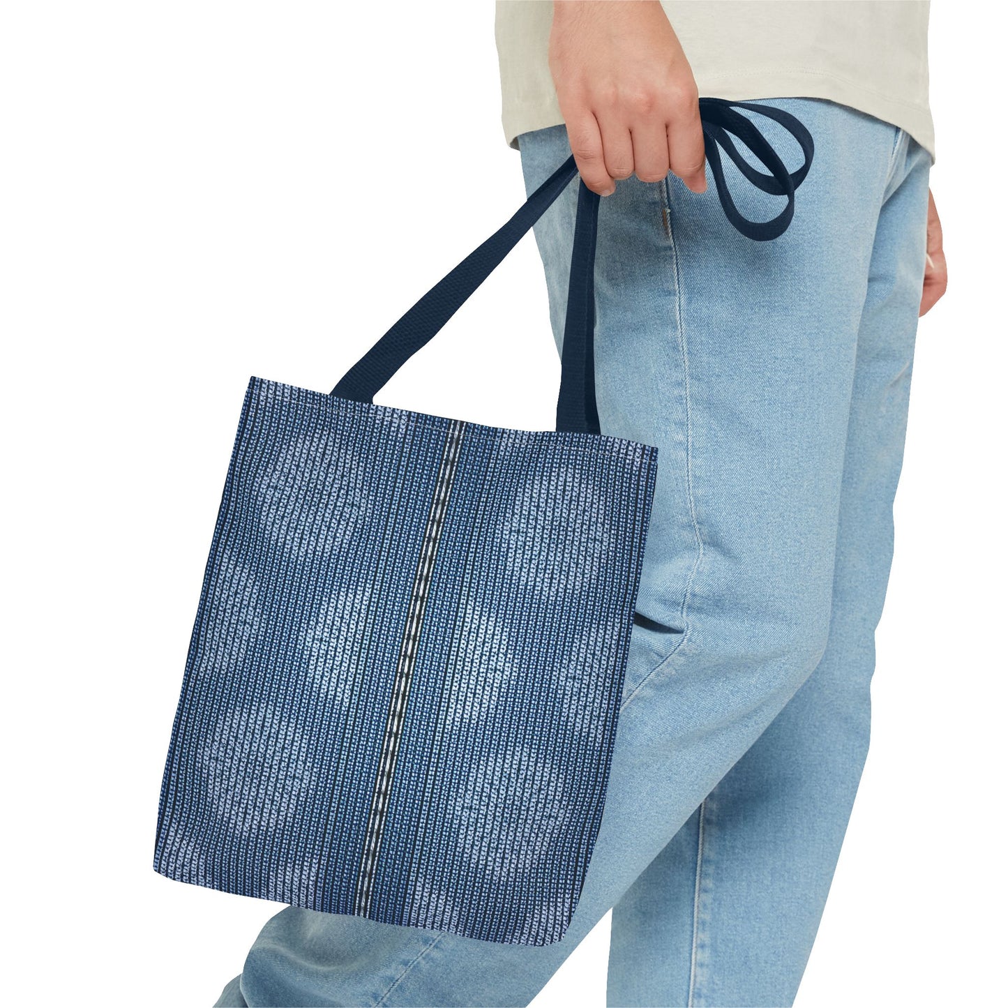 Denim Fabric Imitation Print Unisex Canvas Bag Poly Spun 3 Sizes Tote Bag 109