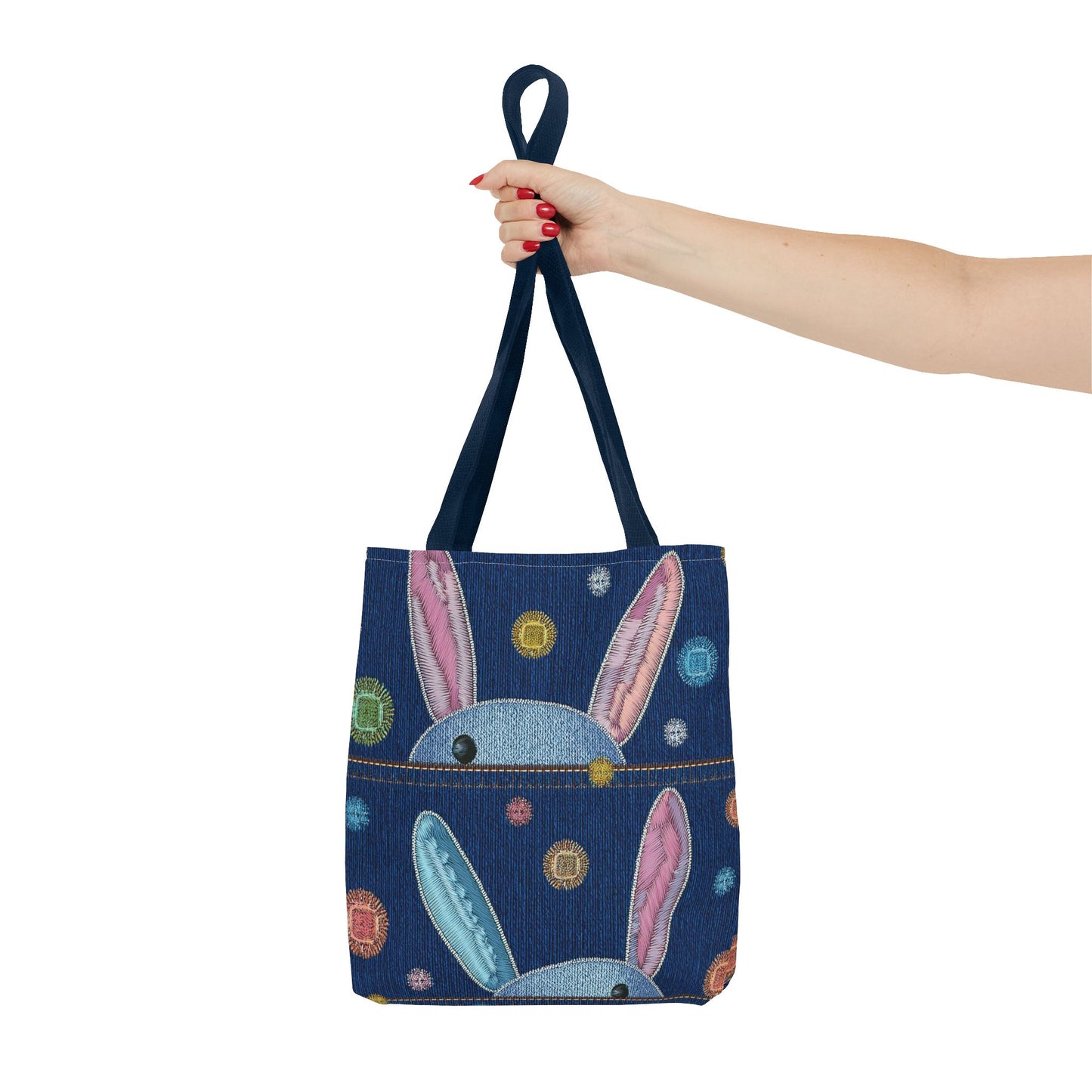 Denim Fabric Imitation Print Unisex Canvas Bag Poly Spun 3 Sizes Tote Bag 192-1