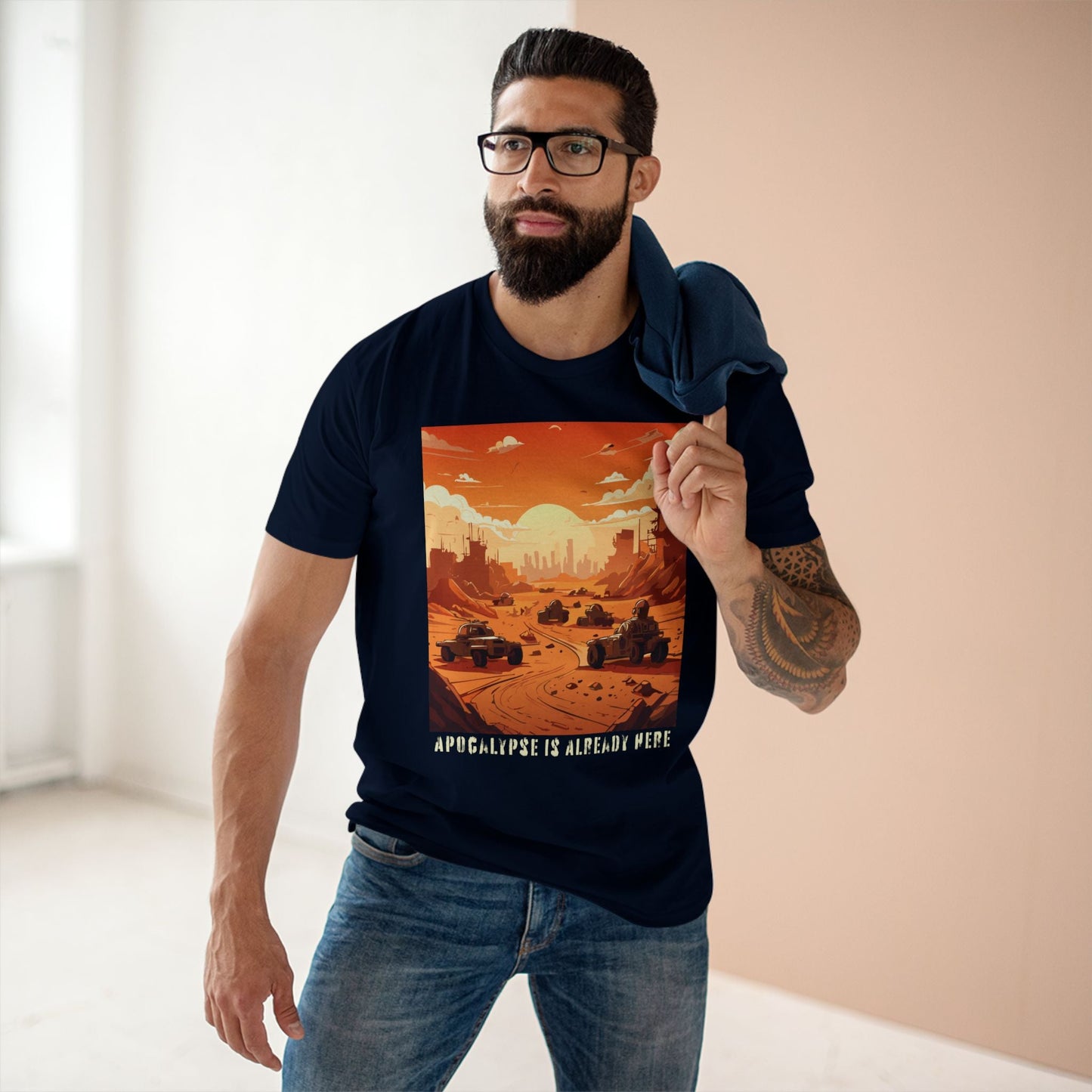 Retro2Nova Cataclysm Doomsday Unisex Premium Cotton Tee With Original Art Design