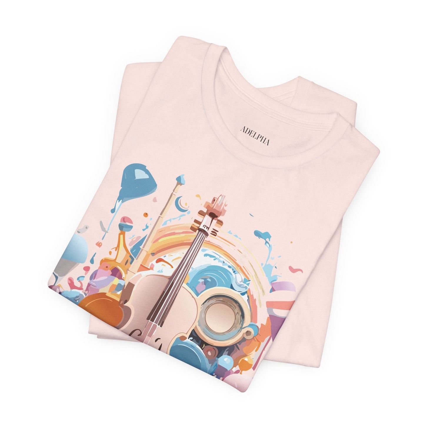 Music Graphic Unisex 100 Cotton Vintage Art with Musical Elements Tee 80