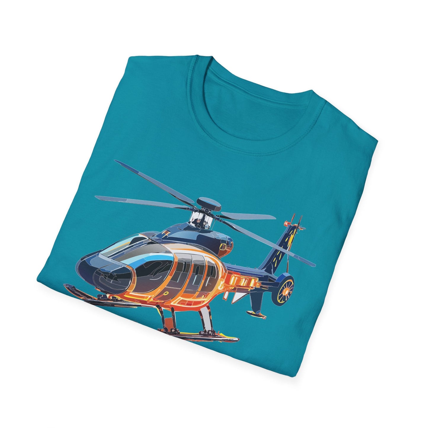 Unisex Helicopter Graphic T Shirt Softstyle 64000 Short Sleeve Chopper Tee For Everyday Comfort