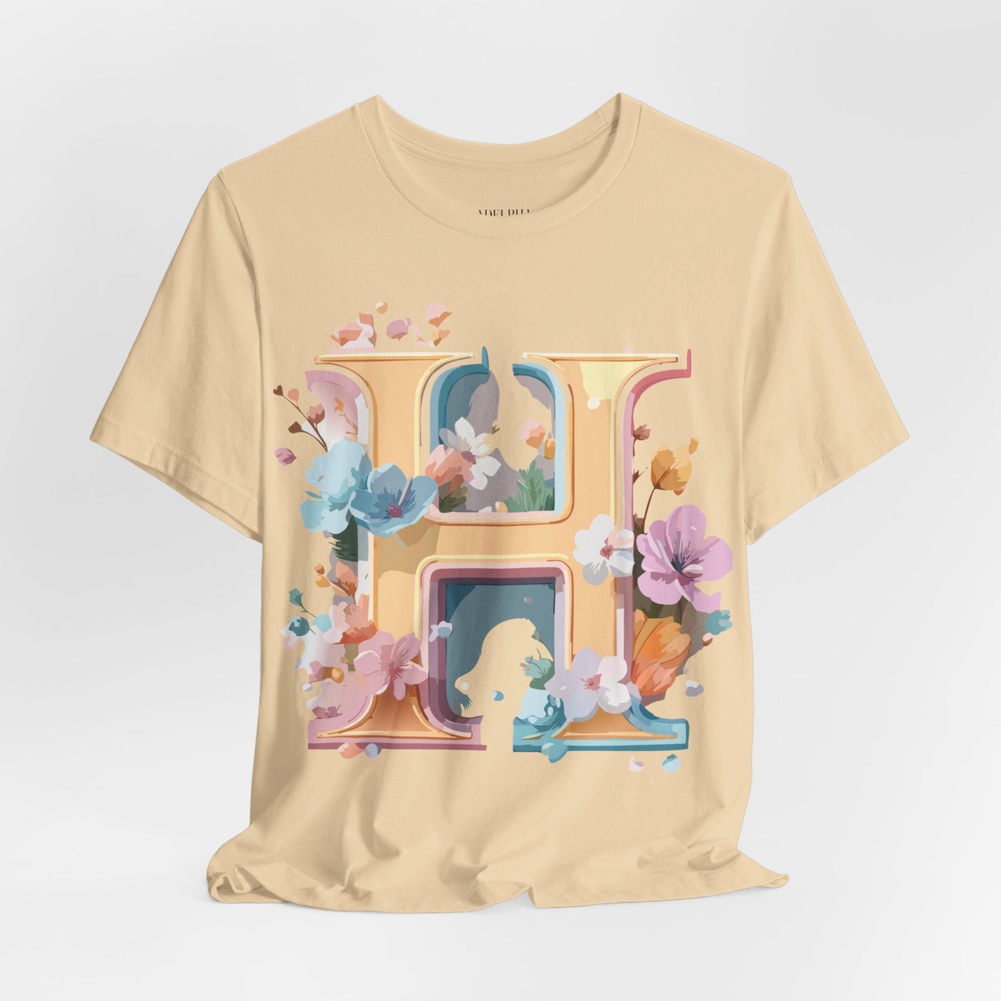 Adelpha Letter H Graphic Tee Unisex Jersey Short Sleeve Vintage Inspired Art Design Shirt