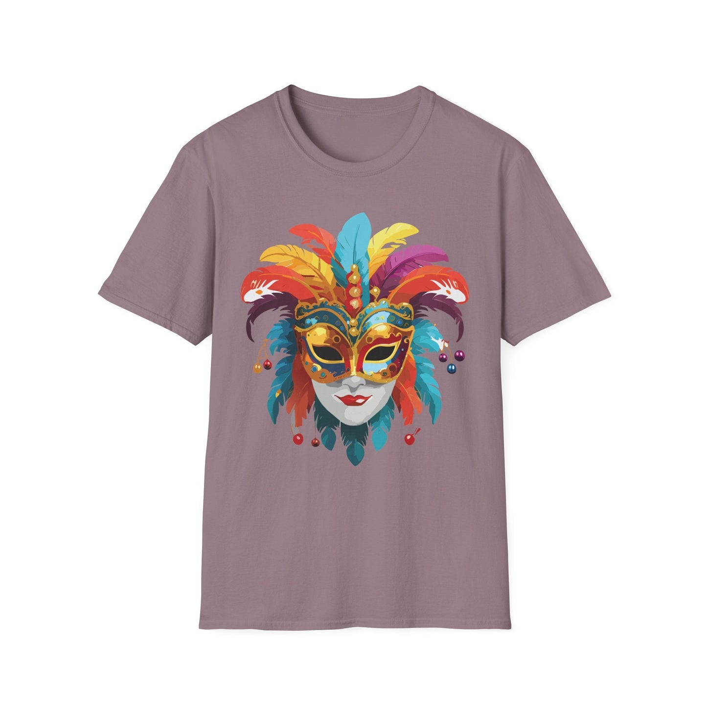 Mask Tee Shirt Unisex Masquerade Art Design Gildan Softstyle 64000 Short Sleeve Tee
