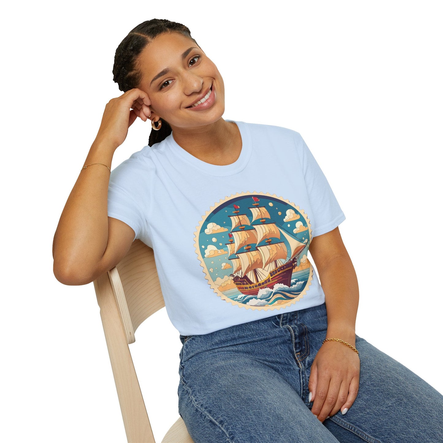 Frigate Ship T Shirt Unisex Short Sleeve 100 Percent Ring Spun Cotton Soft Tee Gildan 64000